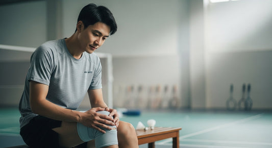 Athlete assessing joint discomfort to understand pain versus injury